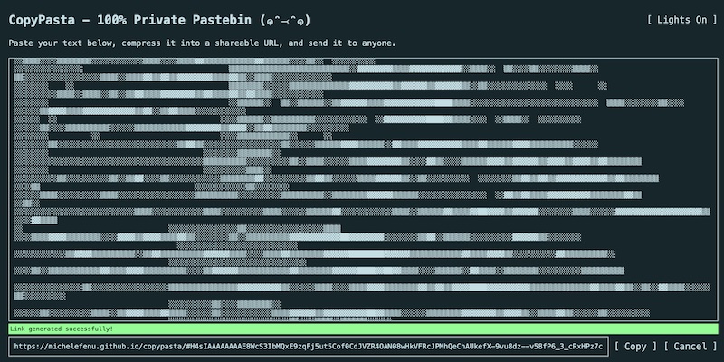 Copy Pasta screen