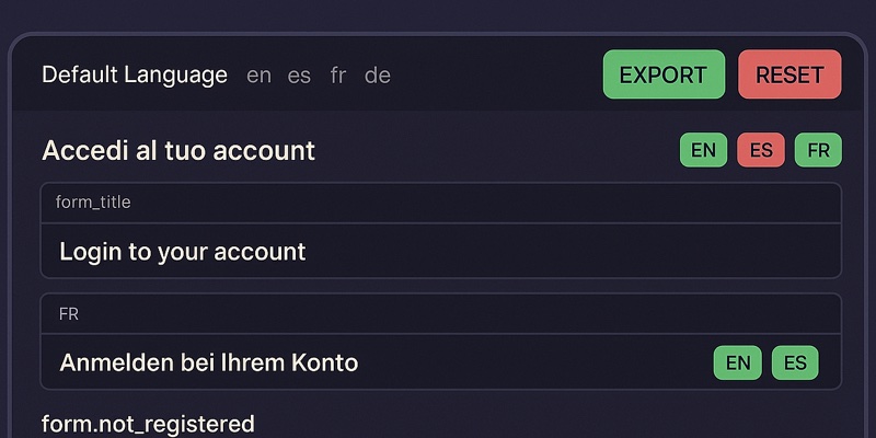 Translations Editor screen